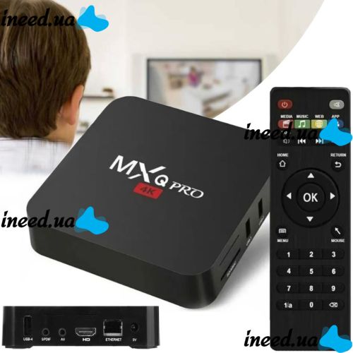 Смарт приставка для телевизора с пультом Ultra MXQ PRO 4K 1GB/8GB, Медиаплеер Android 7.1, Цифровая ТВ приставка со встроенным WiFi модулем Черная