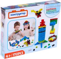 Детский блочный конструктор Строительные блоки D3231 170 деталей, гибкий пластиковый конструктор развивающий мелкую моторику для детей от 4-х лет