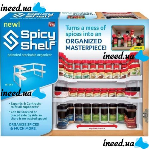 Универсальная полка-органайзер для специй Spicy Shelf кухонная полка, стеллаж, стойка, двухуровневый органайзер, шкаф для хранения емкостей и банок