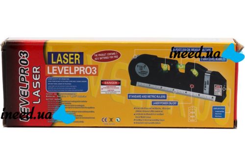 Лазерный жидкостный уровень Fixit Laser Levelpro 3 строительная лазерная линейка 2,5 метра прибор нивелир со встроенной рулеткой на батарейках