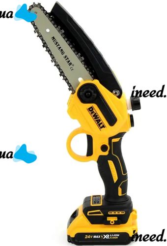 Cordless chainsaw mini saw DeWalt DCM160N 24V 4AH bar 20 cm on 2 batteries, electric saw 8 inches with automatic chain lubrication in a case