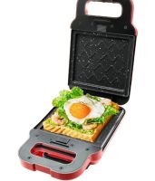 Электрическая сэндвичница вафельница Breakfast Machine BQ ST1008 со сменными панелями 600W, бутербродница для приготовления сендвичей от сети 220V Красная