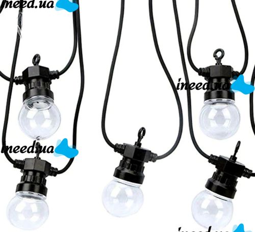 Outdoor Garland in the form of a Light Bulb Xmas 10 Lamps WW Warm White LED Moisture-proof LED Garland for Home and Street with 10m Connector