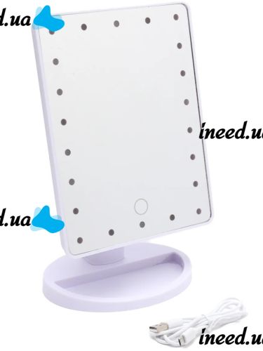 Cosmetic Touch Makeup Mirror Magic MakeUp Mirror Rotates 180 Degrees Desktop Mirror on a Stand with Backlight 22 LED USB White