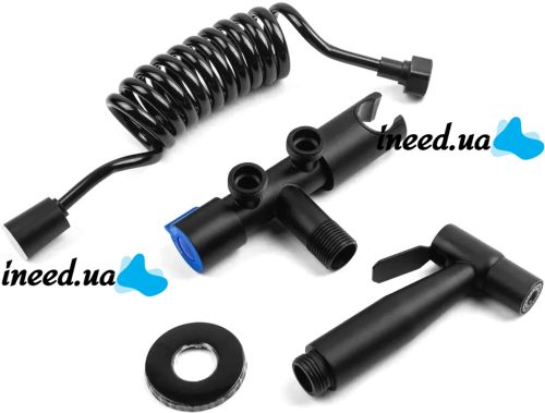 Набор для гигиенического душа Handheld Bidet Sprayer Set AA22-2 Черный ручной смеситель лейка с держателем и шлангом из нержавеющей стали для биде