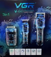 Combo Hair Clipper Set VGR V-645 3 in 1 Rechargeable Hair Clipper, Trimmer and Electric Razor for Beard Edging with Replaceable Nozzles