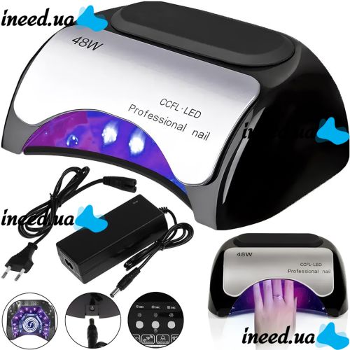 Гибридная ультрафиолетовая LED лампа Sun Nail System K18 48W для маникюра и педикюра CCFL UV Lamp с датчиком движения и таймером для сушки гель лака