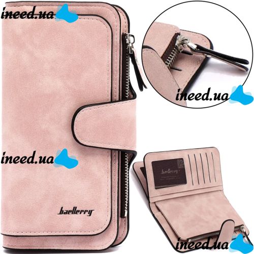 Женский замшевый кошелек Baellerry Forever N2345 Pink женское мини портмоне на 10 отделений для купюр и мелочи 19х10.5 см Розовое