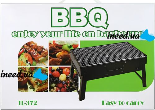 Складной BBQ гриль 43 см BBQ Grill Portable TL-372 раскладной переносной мангал на древесных углях и дровах, портативный барбекю чемодан с сеткой