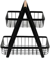 Металлическая двухярусная корзина подставка Fruit Storage Rack Z12-B21 для хранения фруктов и овощей, Настольная этажерка фруктовница на 2 яруса