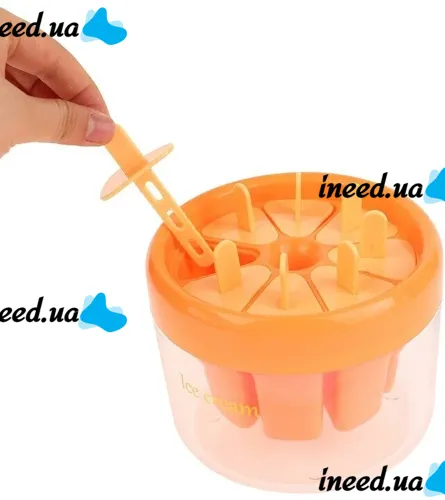 Силіконова форма Зроби сам Ice Cream mold 8 клітинок для морозива, фруктового льоду і ескімо, Морожениця формочка з відсіком для води і підставкою