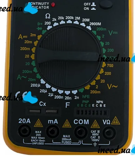 Цифровой профессиональный мультиметр Digital DT9205A Универсальный ручной тестер силы тока, напряжения и сопротивления с дисплеем DT-9205A Желтый