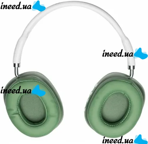 Накладные беспроводные наушники Bluetooth Macaron P9 Max с Aux, Полноразмерные блютуз стереонаушники со слотом карты памяти MicroSD, TF Card Зеленые