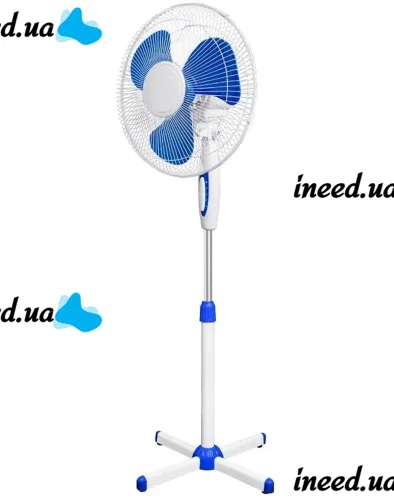 Напольный вентилятор WimpeX WX-1611 40 см stand fan 16" 100W с регулировкой высоты, Бесшумный вентилятор Вимпекс 100Вт на пол 3 скорости Белый