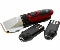 Беспроводная машинка для стрижки волос Gemei GM-550 с керамическими лезвиями, Аккумуляторный триммер с двумя сменными аккумуляторами и насадками