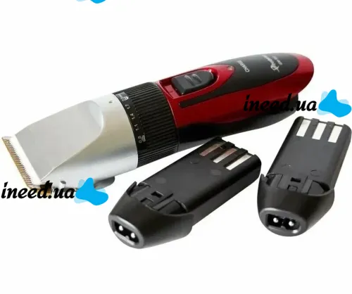 Беспроводная машинка для стрижки волос Gemei GM-550 с керамическими лезвиями, Аккумуляторный триммер с двумя сменными аккумуляторами и насадками