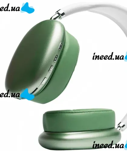 Накладные беспроводные наушники Bluetooth Macaron P9 Max с Aux, Полноразмерные блютуз стереонаушники со слотом карты памяти MicroSD, TF Card Зеленые