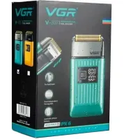 Аккумуляторная мужская электробритва шейвер VGR V-357 с двумя ножевыми блоками для сухого и влажного бритья, Беспроводная бритва для бороды и усов