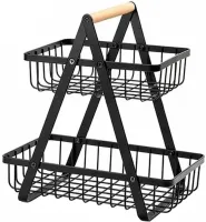Металлическая двухярусная корзина подставка Fruit Storage Rack Z12-B21 для хранения фруктов и овощей, Настольная этажерка фруктовница на 2 яруса