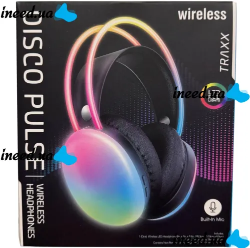 Накладные беспроводные наушники Bluetooth Welike WK-30 с RGB подсветкой Полноразмерные блютуз стереонаушники с портом AUX для компьютера и ноутбука