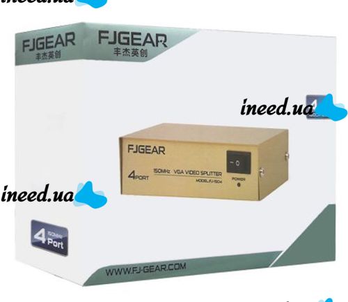 Сплиттер VGA KV-FJ1504A Splitter, Коммутатор 150MHz 4 Port Четыре порта с адаптером разветвитель VGA