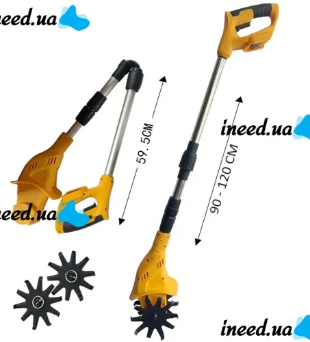 Аккумуляторный ручной культиватор Dewalt DWOAS3CL для рыхления и прополки огорода Беспроводной электрокультиватор Деволт с 2 аккумуляторами для сада