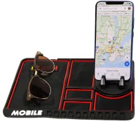 Anti-slip Car Mat Organizer Scratch mat HA-20 4in1 for Car Dashboard, Holder Stand for Phone and Cards Red