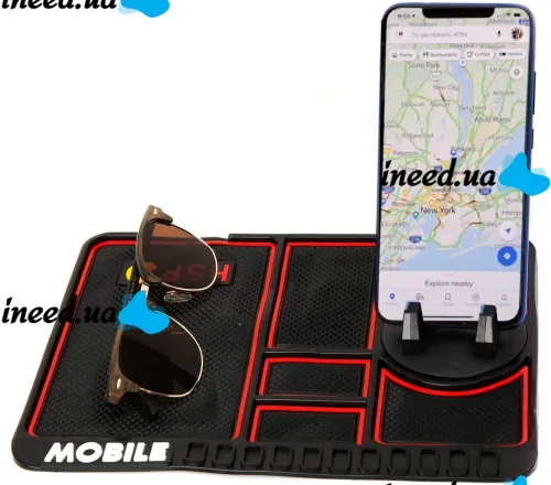Anti-slip Car Mat Organizer Scratch mat HA-20 4in1 for Car Dashboard, Holder Stand for Phone and Cards Red