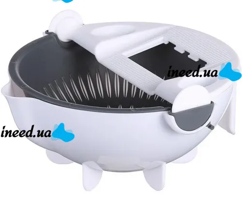 Овочерізка Wet Basket Vegetable Cutter 9 в 1 набір насадок для нарізки овочів і фруктів, Ручна обертається терка-овочерізка мультислайсер з кошиком