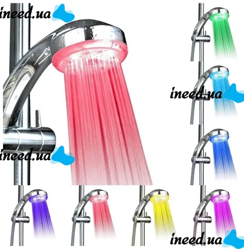 Світлодіодна насадка для душу LED Shower Bradex душова лійка з підсвічуванням для води 4 колірні режими датчик температури душова гарнітура, що світиться