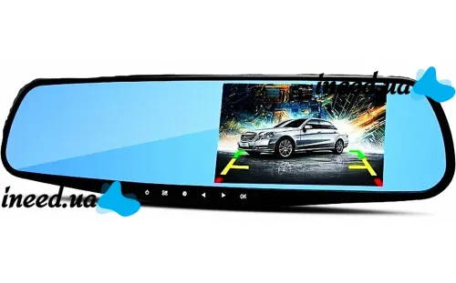 Автомобильный видеорегистратор зеркало LCD Full HD DVR-138W 4.3" дюйма с камерой заднего вида, Авторегистратор на 2 камеры угол обзора 170 градусов