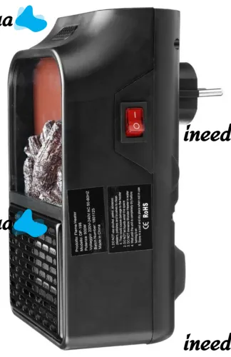 Портативный мини обогреватель с имитацией пламени Flame Heater W-012 с LCD экраном 800W в розетку, Тепловентилятор камин с пультом 800Вт Черный