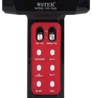 Беспроводной караоке микрофон WSTER WS-1828 Bluetooth USB AUX FM со встроенной колонкой и 4 тембрами голоса на аккумуляторе с динамиком WS1828 Черный