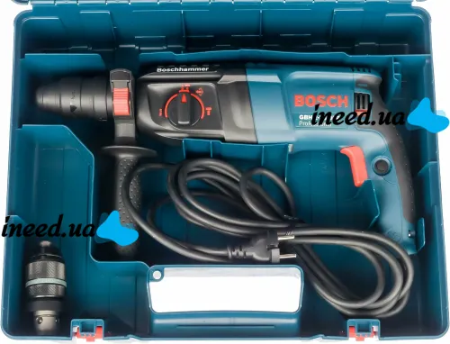 Сетевой перфоратор Bosch Professional GBH 2-26 DRE 800W со сменным зубчатым патроном для проделывания штроб, Электроперфоратор Бош 800Вт в чемодане