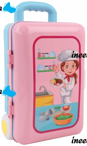 Детский развивающий игровой набор кухня Happy Chef 2в1, Большая детская кухня в чемодане на колесах 678-206A