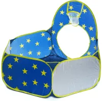 Children's Play Tent Castle Beautiful Cubby house 3 in 1 for Children with Tent House, Tunnel and Dry Pool, Prefabricated Teepee with Bag Blue
