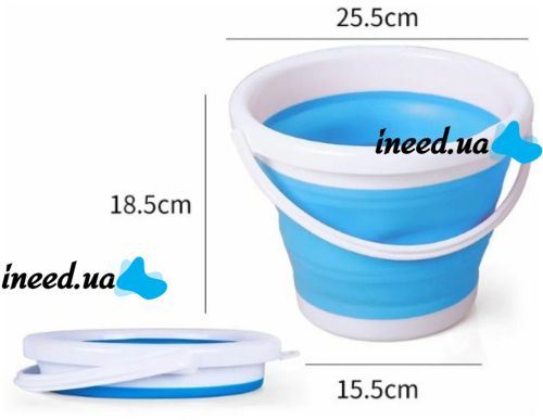 Складное силиконовое ведро на 5 литров Collapsible Bucket Emmer CB-5, туристическое универсальное круглое ведро Supretto с ручкой 5л