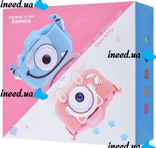 Детский цифровой фотоаппарат Smart kids Kitty XO XJ01 с селфи камерой и видео съемкой 600mAh, Камера Котик 2" с встроенными играми для детей Розовый