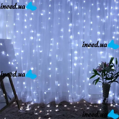 Indoor Waterfall Curtain White 3x2m Copper on copper wire 200 diodes 7907 LED garland Xmas 200 LED W-9 3mx2m