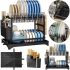 Дворівнева настільна сушарка для посуду Dish Drying Rack з автоматичним зливним піддоном, стелаж на 2 яруси для сушіння і зберігання Чорна