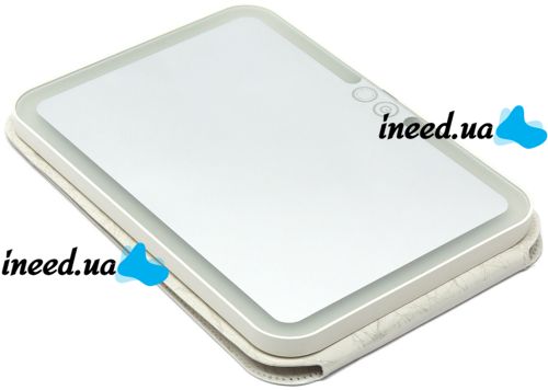 Настольное сенсорное зеркало планшет для макияжа Cosmetic Mirror аккумуляторное косметическое дорожное в чехле со светодиодной подсветкой на подставке