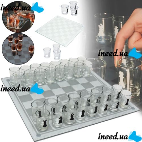 Подарочный игровой набор Пьяные шахматы Game Chess GB-086 настольная алко игра 25х25 см комплект шахмат рюмок и стеклянной доской для взрослых