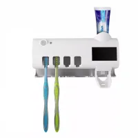 Держатель зубных щеток Brush Sterilizer 3 в 1 JX-5588, Диспенсер дозатор для зубной пасты, Уф стерилизатор, Контейнер с дезинфекцией Белый