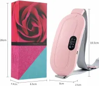 KKS MYQ-302 Wireless Massage Belt for Menstrual Pain Relief, Cordless Massager Warming Pad 3 Modes for Period Cramps Pink