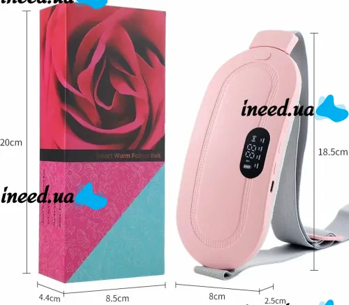 KKS MYQ-302 Wireless Massage Belt for Menstrual Pain Relief, Cordless Massager Warming Pad 3 Modes for Period Cramps Pink