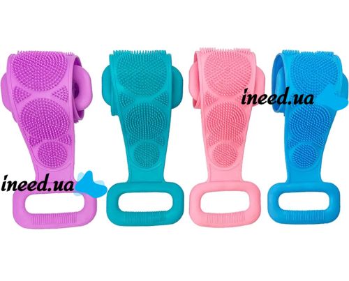 Силіконова двостороння мочалка Silicon bath towel 70см мочалка-масажер для тіла, масажна щітка для душу і ванни з ручками Silica gel Bath brush