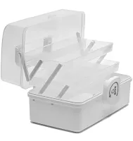 MVM PC-16 28x15x14 cm M plastic storage organizer, home medicine cabinet with sliding shelves 3067-2 White