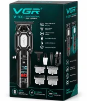 Аккумуляторная машинка для стрижки волос VGR V-900 5W беспроводной мужской триммер для окантовки бороды и усов со сменными насадками и дисплеем USB