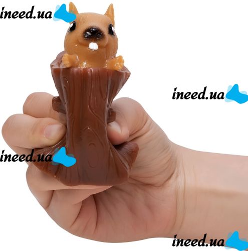 Силиконовая игрушка антистресс Белка в дупле Nutty Squirrel Popper JG-88 6.5х6 см выпрыгивающий Pop It Фуфлик в бревне для детей T206 Коричневый 