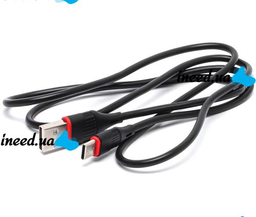 Кабель для зарядного устройства Borofone BX17 USB Type-C 3A 1м для зарядки и передачи данных телефона, зарядка шнур 100 см для смартфона Черная